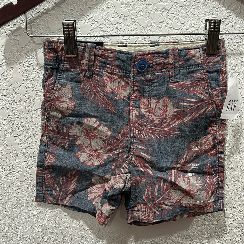 Baby Gap boys floral shorts size 18-24 M NWT